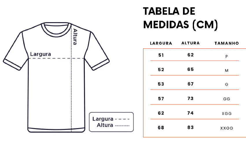 Camiseta Ogum Xoroquê frente 2 Size Chart