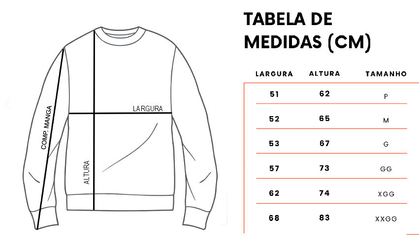 Moletom Oxumarê com flores 2 Size Chart