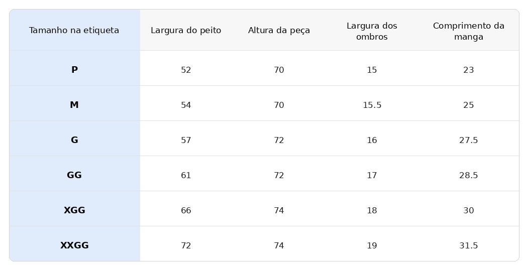 Camiseta oversized Exú estilo corrida 4 Size Chart