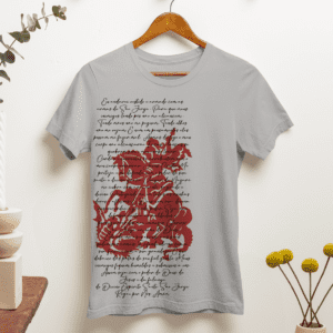 Camiseta cinza reza de São Jorge