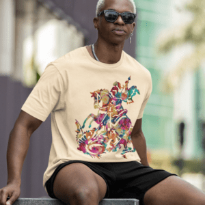 Camiseta bege São Jorge florido