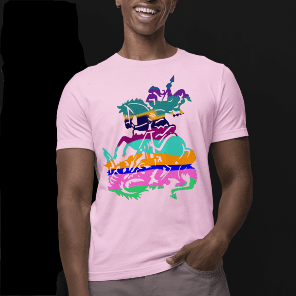 Camiseta rosa São Jorge colorido