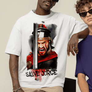 Camiseta branca rosto de São Jorge