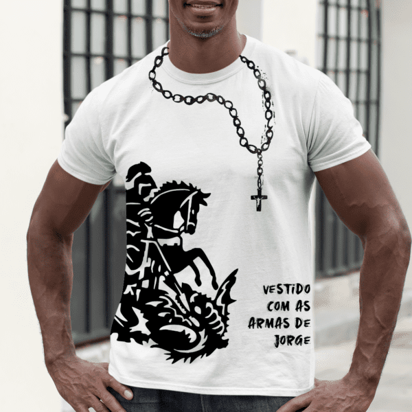 Camiseta São Jorge e cruxifixo