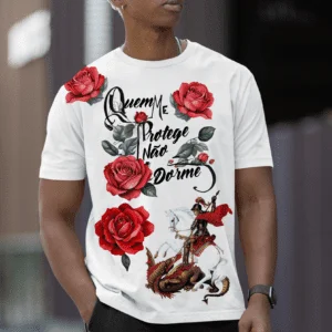Camiseta Quem me protege não dorme São Jorge