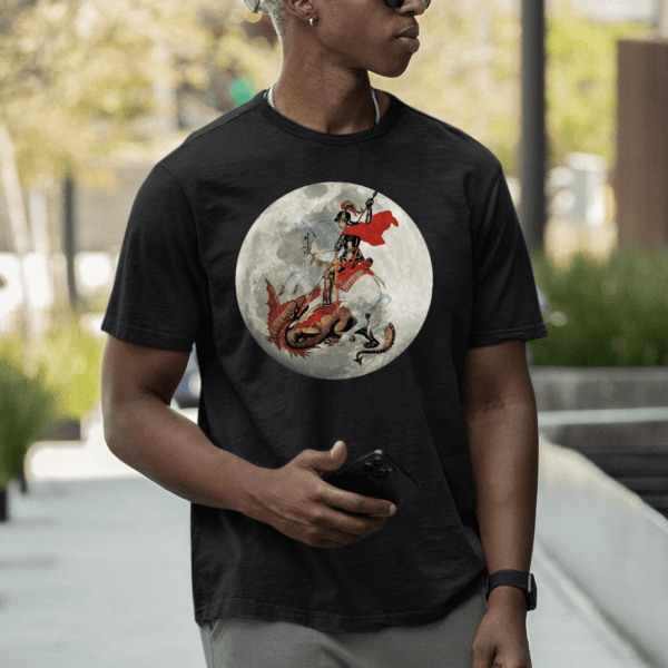 Camiseta preta São Jorge na lua