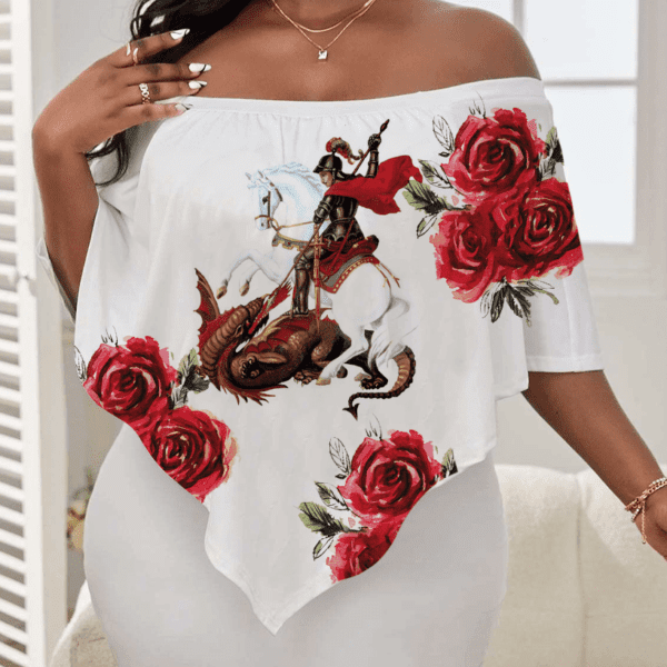 Blusa ciganinha rosas e São Jorge