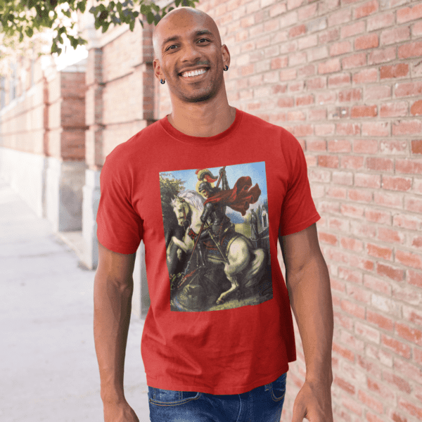 Camiseta vermelha pintura de São Jorge