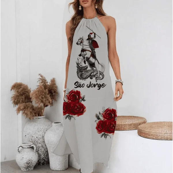 Vestido de alça São Jorge com rosas