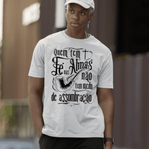 Camiseta cinza fé em Preto Velho