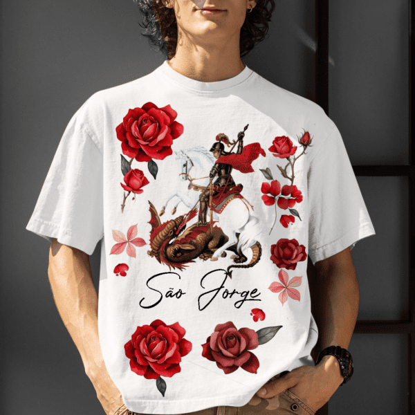 Camiseta São Jorge com rosas