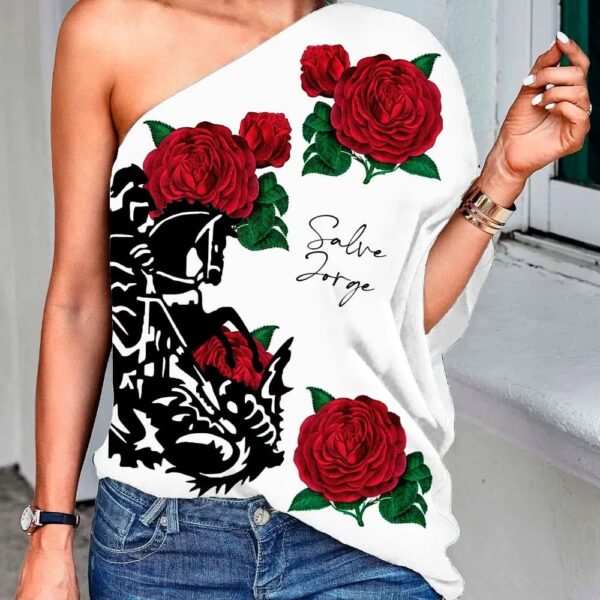 Blusa ombro único São Jorge com flores