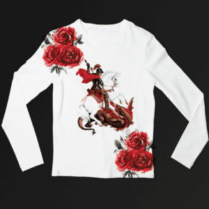 Camiseta de manga longa São Jorge com rosas
