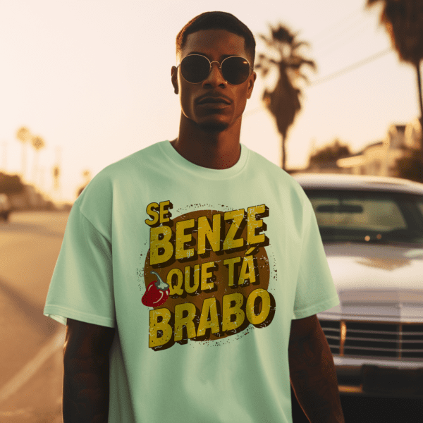 Camiseta verde de Axé Se benze que tá brabo