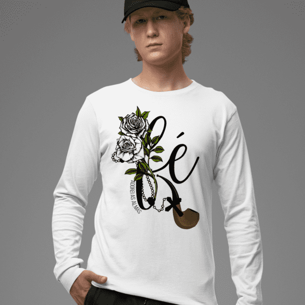 Camiseta de manga longa Fé de Preto Velho