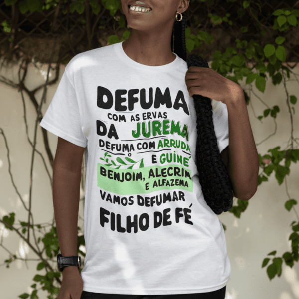 Camiseta branca de Axé ponto de ervas