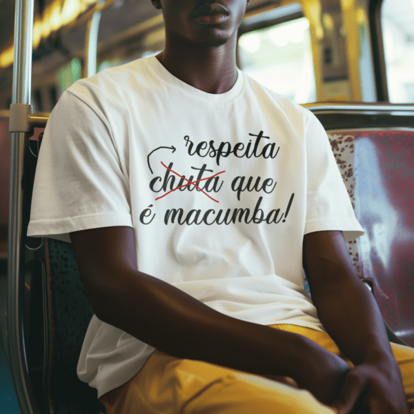 Camiseta branca Respeita meu Axé