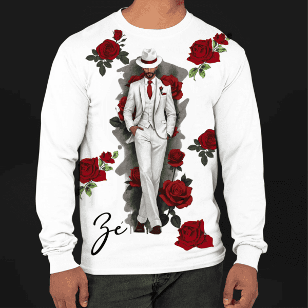 Camiseta de manga longa Zé Pilintra com rosas