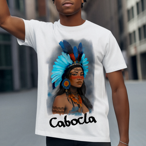 Camiseta Cabocla de pena azul