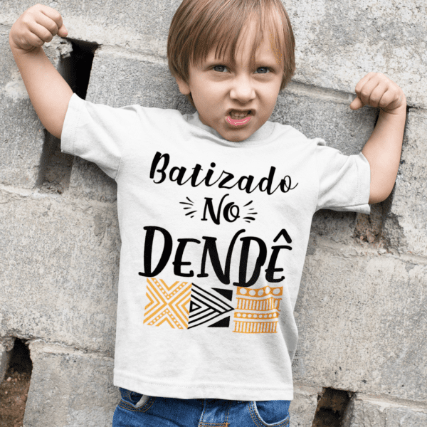 Camiseta infantil de axé Batizado no dendê