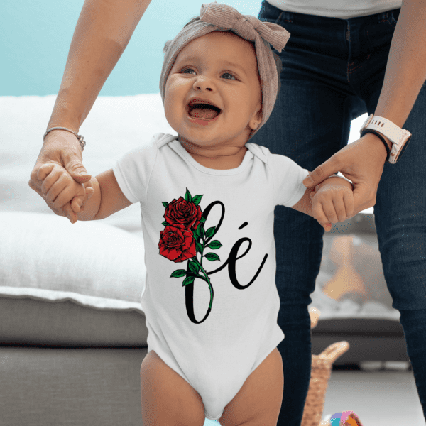 Body infantil Fé com rosas