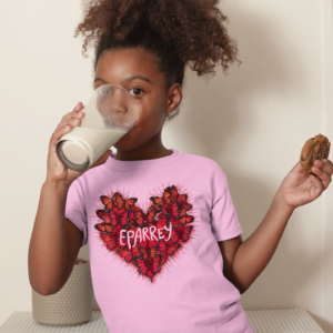 Camiseta infantil rosa bebê Coração de Iansã