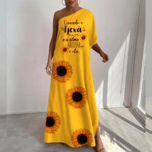 Vestido ombro Único Longo Oxum