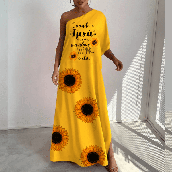 Vestido ombro Único Longo Oxum