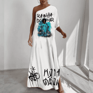 Vestido ombro Único Longo Yemanjá pixação