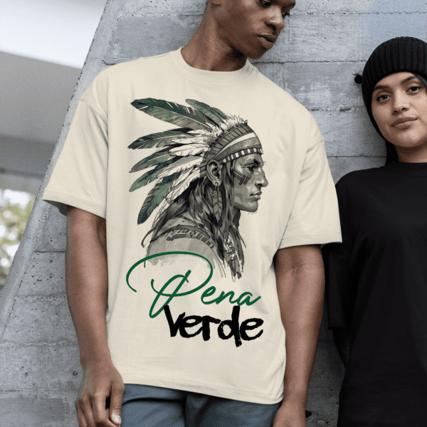 Camiseta Caboclo Pena Verde bege