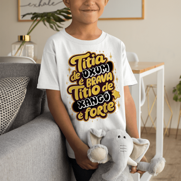 Camiseta infantil Tios de Oxum e Xangô