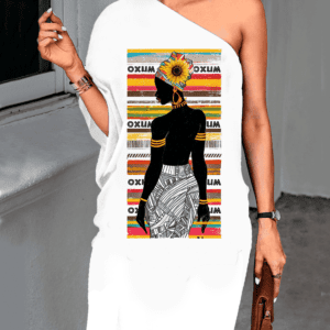 Vestido ombro único Oxum silhueta