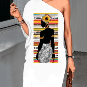 Vestido ombro único Oxum silhueta