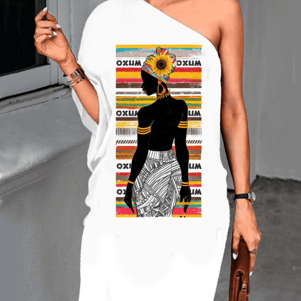 Vestido ombro único Oxum silhueta