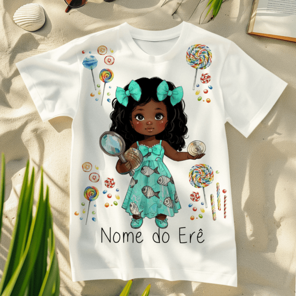 Camiseta Erê de Yemanjá vestido azul