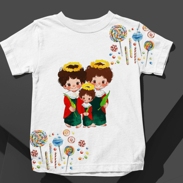 Camiseta Infantil Cosme e Damião doces