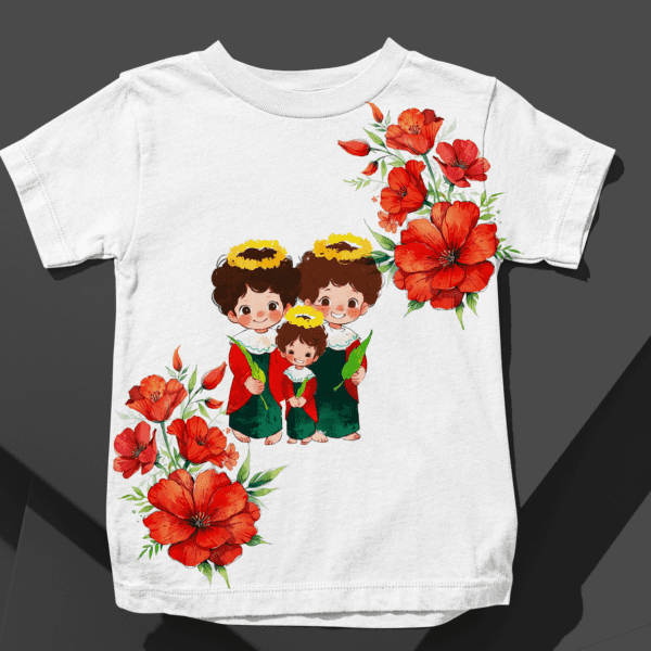 Camiseta Infantil Cosme e Damião flores