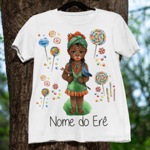 Camiseta Erê menina de Oxóssi vestido verde