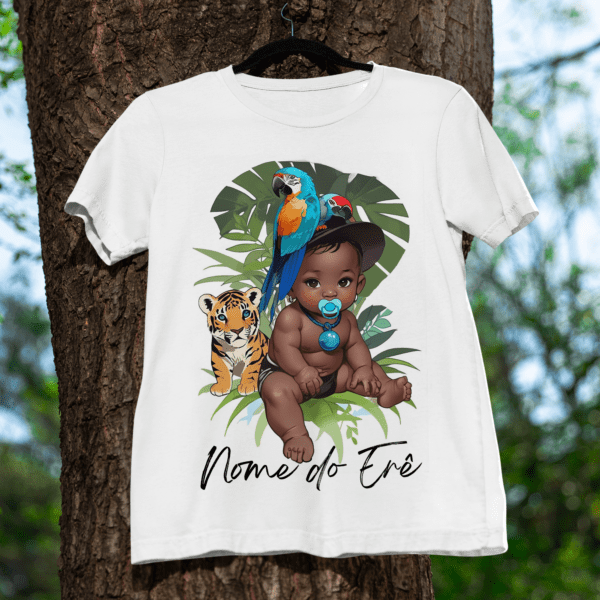 Camiseta Erê de Oxóssi com bichinhos