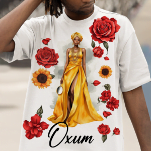 Camiseta Oxum e flores