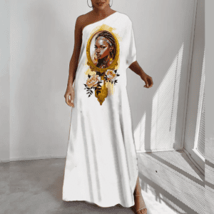 Vestido ombro único longo Oxum