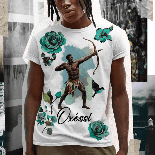 Camiseta Oxóssi e rosas