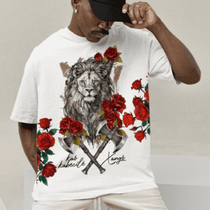 Camiseta Xangô leão e rosas