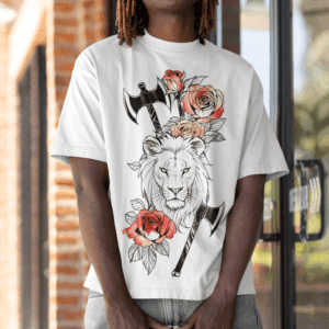 Camiseta leão de Xangô e flores