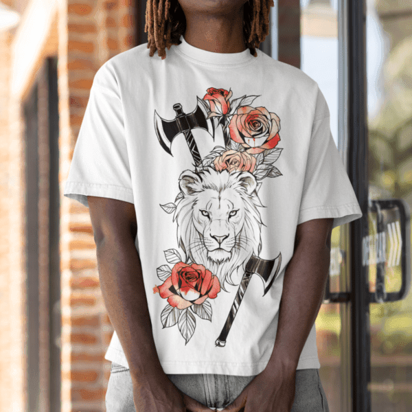 Camiseta leão de Xangô e flores