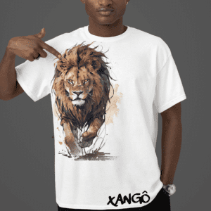 Camiseta Xangô leão no ombro