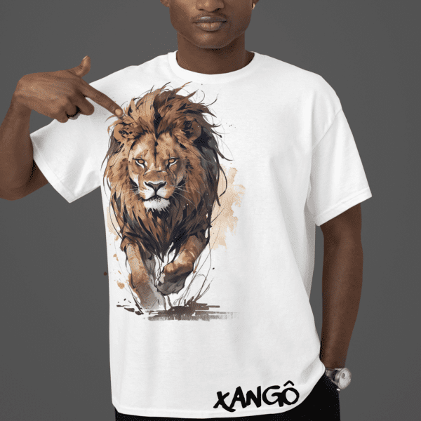 Camiseta Xangô leão no ombro
