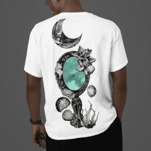 Camiseta Yemanjá abebê e lua frente