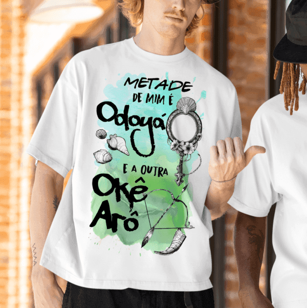 Camiseta Metade Yemanjá e Oxóssi