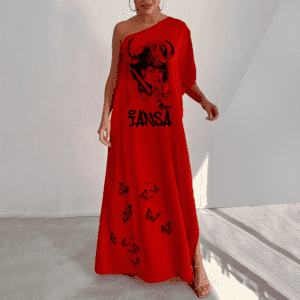 Vestido ombro único longo Iansã